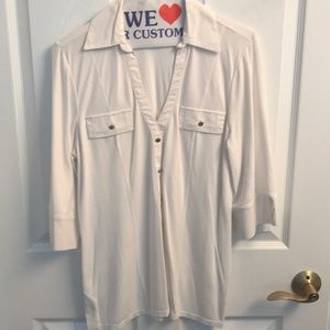 Off white faux button blouse